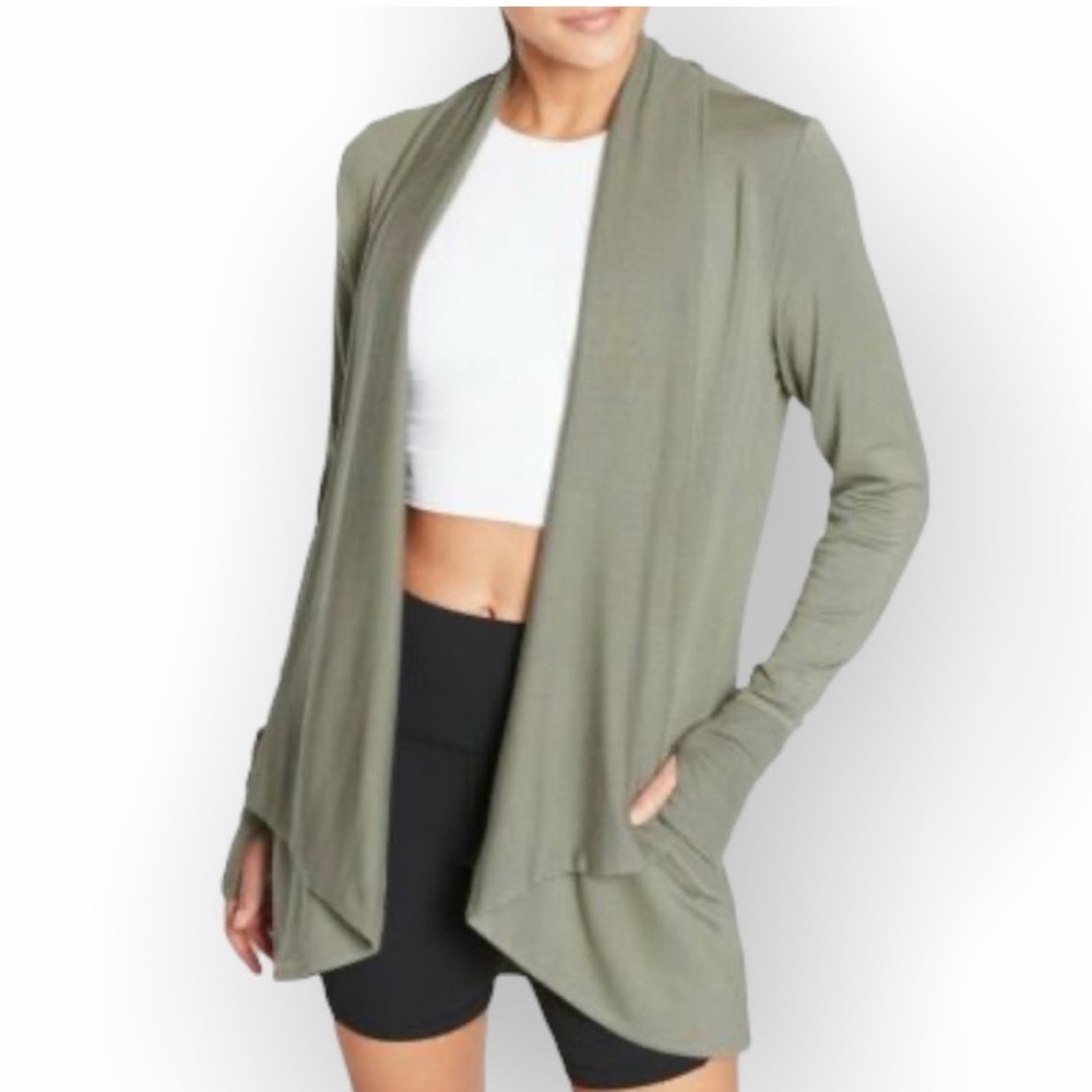 NWT Athleta Pranayama Open Wrap Cardigan In Laurel Olive Size SP
